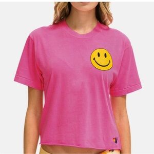 Aviator Nation Pink Smiley Face Tee